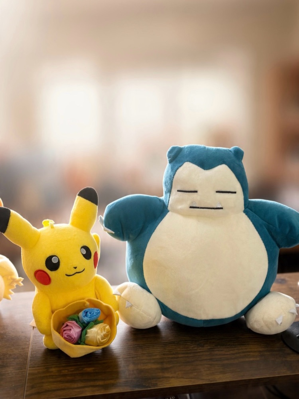 Pokemon Pikachu Yellow & Snorlax Blue Plush Pair
